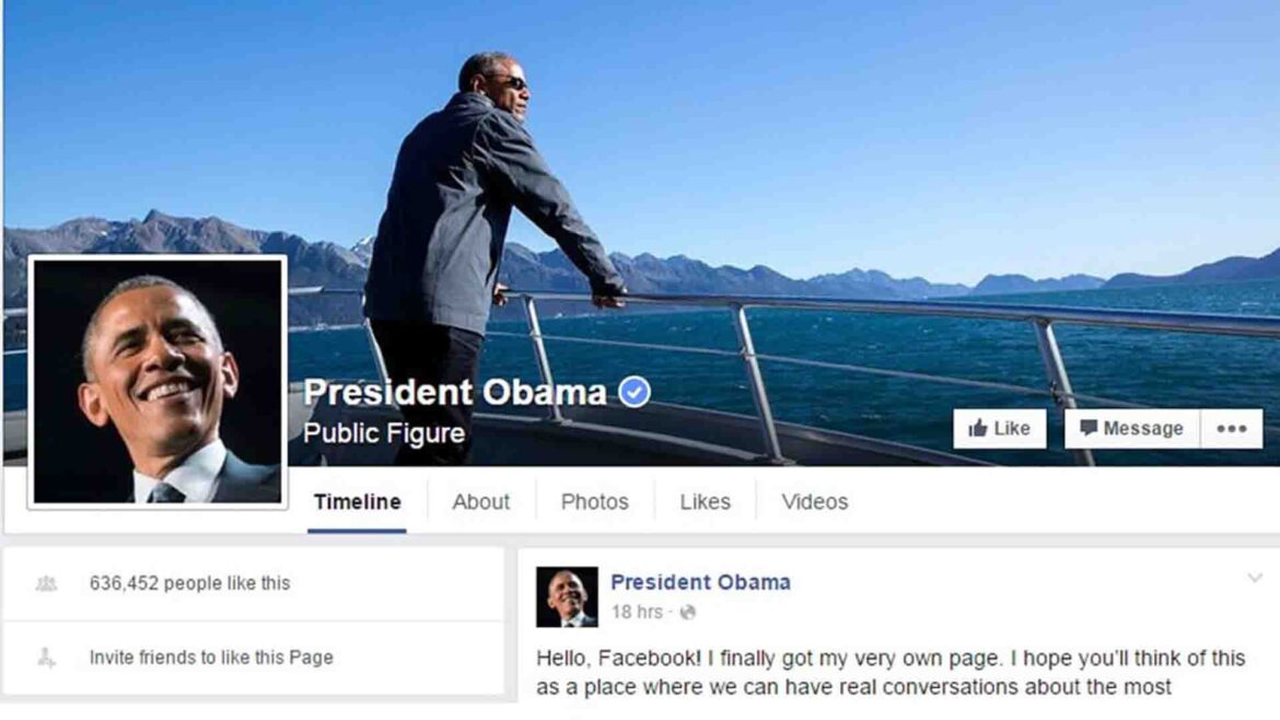 الحساب الرسمي لرئيس أمريكا "باراك اوباما" علي الفيس بوك